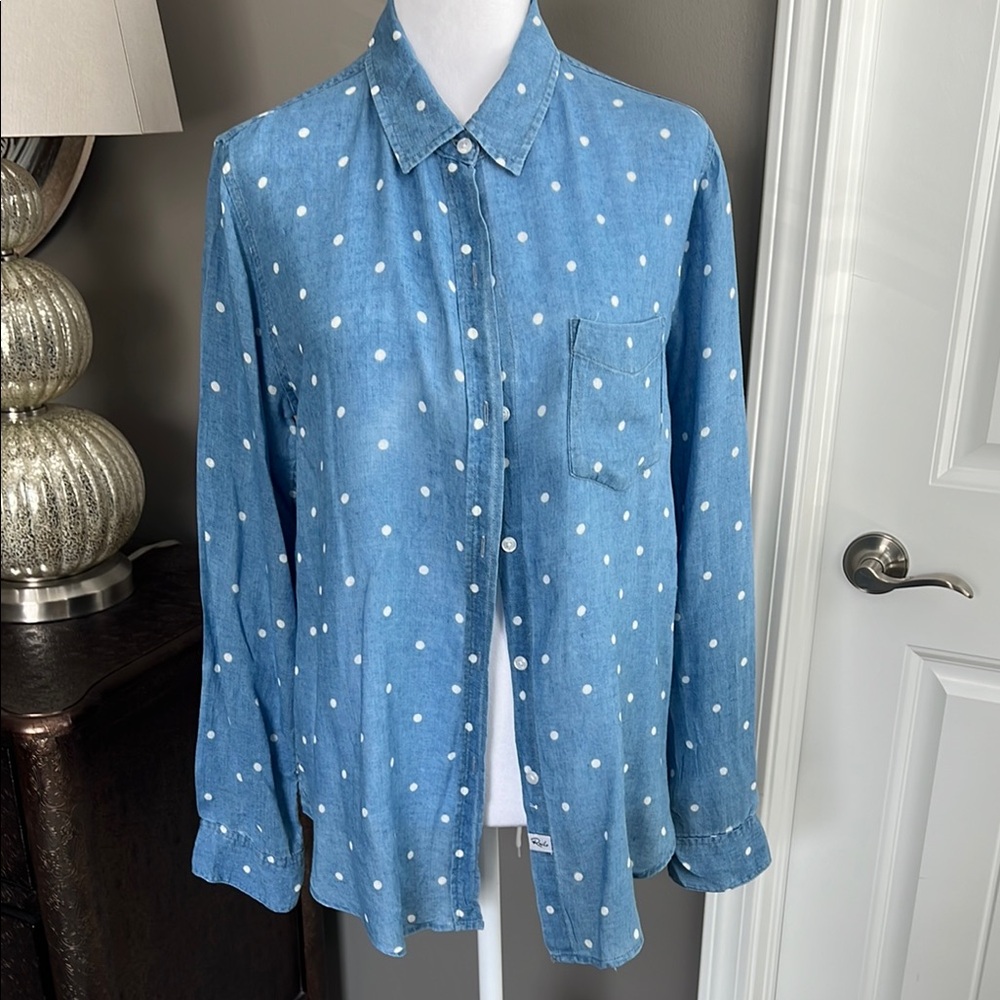 Rails Blue Polka Dot Button-Up Shirt